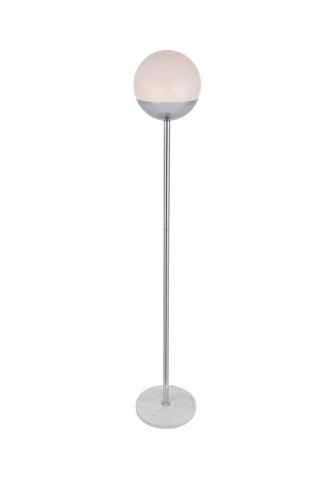 Eclipse 1-Light Floor Lamp in Chrome & Frosted White