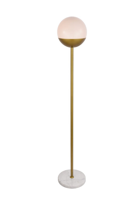 Eclipse 1-Light Floor Lamp in Brass & Frosted White