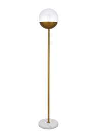 Eclipse 1-Light Floor Lamp in Brass & Clear