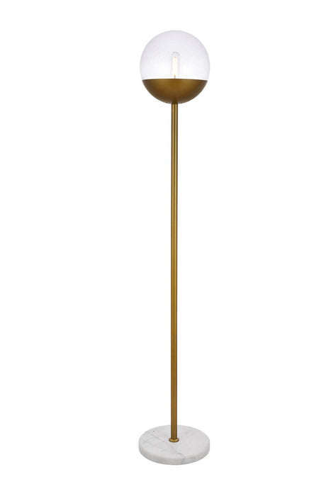 Eclipse 1-Light Floor Lamp in Brass & Clear