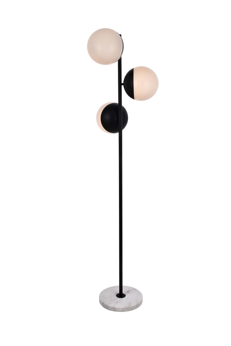 Eclipse 3-Light Floor Lamp in Black & Frosted White