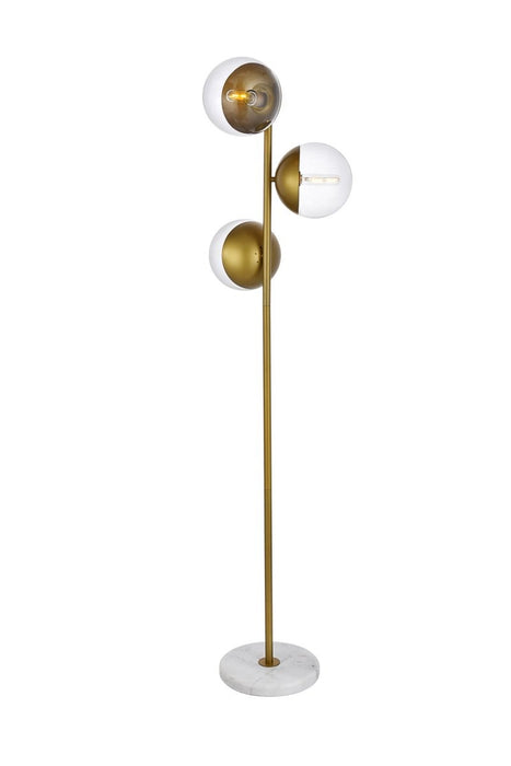 Eclipse 3-Light Floor Lamp in Brass & Clear - Lamps Expo