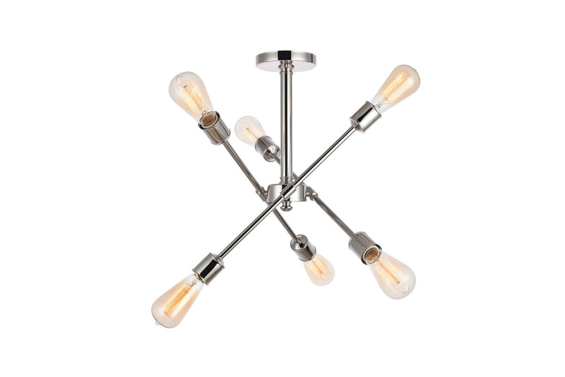 Axel 6-Light Flush Mount in Polished Nickel