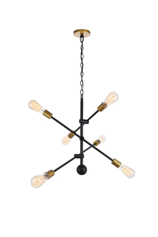 Axel 6-Light Pendant in Black & Brass