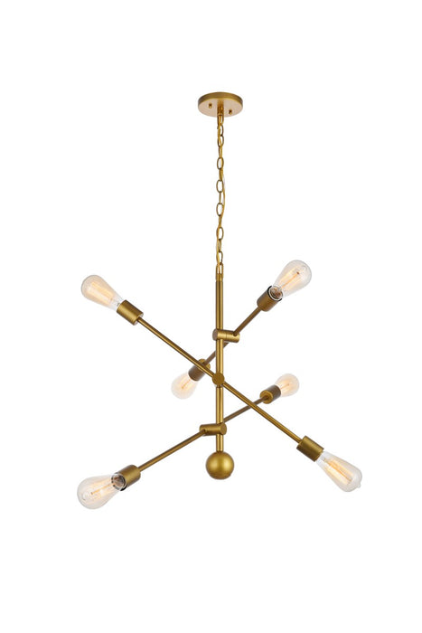 Axel 6-Light Pendant in Brass