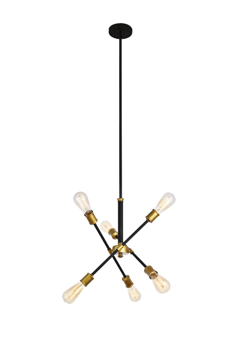Axel 6-Light Pendant in Black & Brass