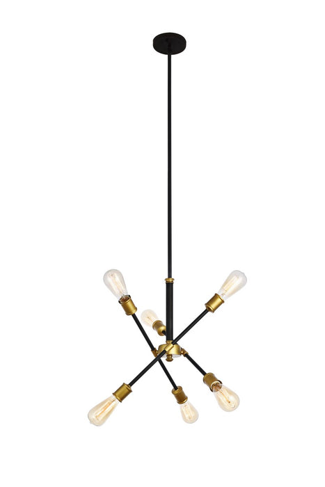Axel 6-Light Pendant in Black & Brass