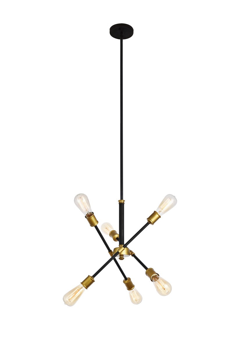 Axel 6-Light Pendant in Black & Brass