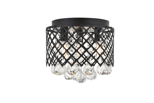 Tully 3-Light Flush Mount in Matte Black & Clear with Clear Royal Cut Crystal