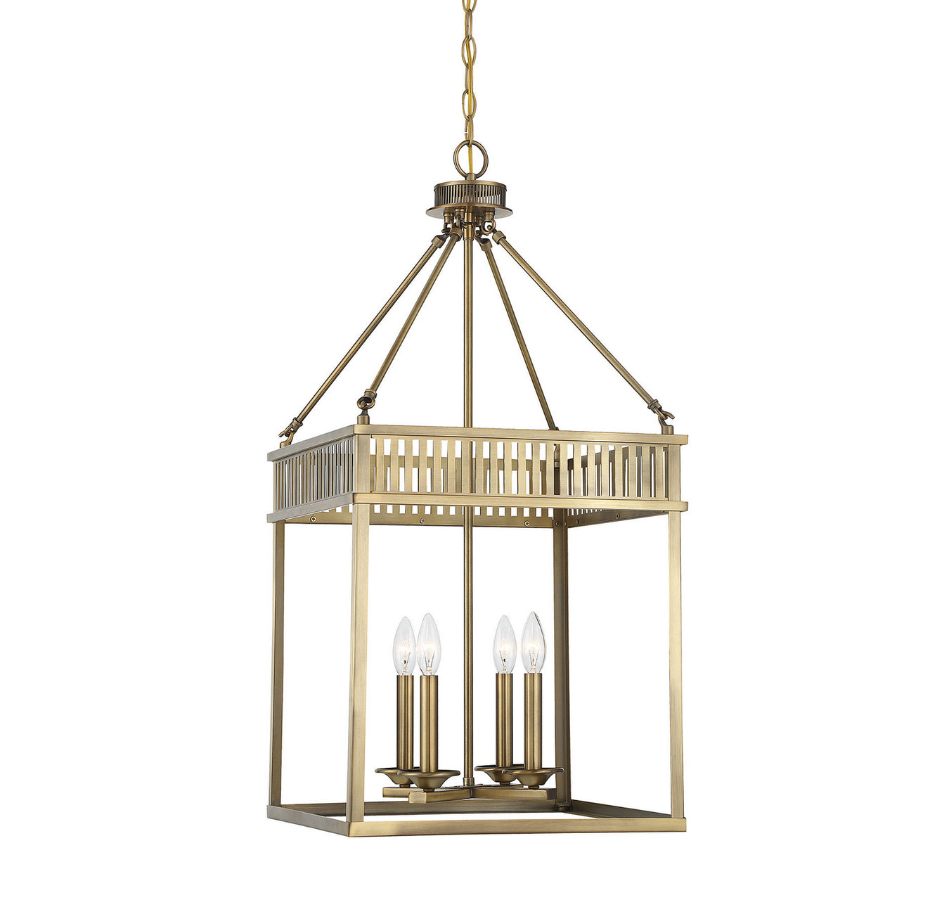 William 4-Light Foyer in Warm Brass - Lamps Expo