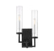 Folsom 2-Light Sconce in Matte Black with Polished Chrome Accents