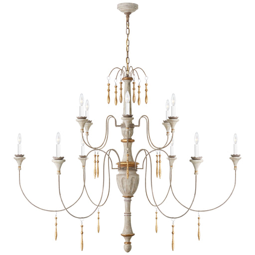 Fortuna 12 Light Chandelier in Vintage White and Gild