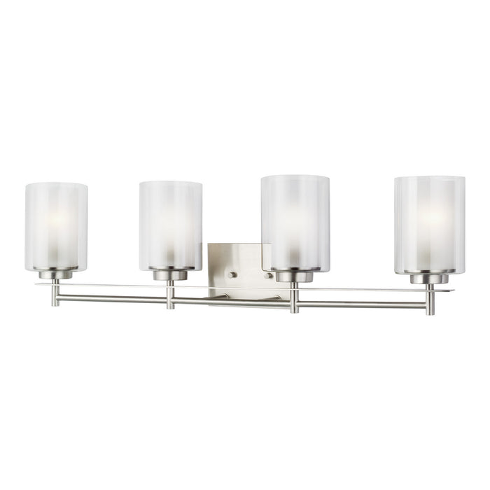 Elmwood Park Four Light Bath in Brushed Nickel with Satin Etched�Glass