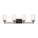 Elmwood Park Four Light Bath in Heirloom Bronze with Satin Etched�Glass