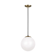 Leo - Hanging Globe One Light Pendant in Satin Bronze with Smooth White�Glass
