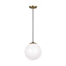 Leo - Hanging Globe One Light Pendant in Satin Bronze with Smooth White�Glass