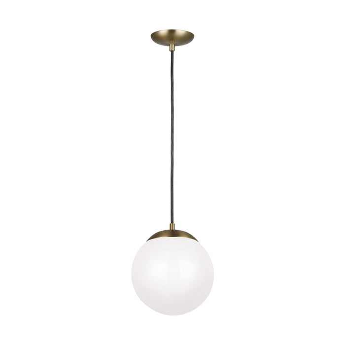 Leo - Hanging Globe Medium LED Pendant in Satin Bronze with Smooth White�Glass