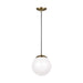 Leo - Hanging Globe Medium LED Pendant in Satin Bronze with Smooth White�Glass