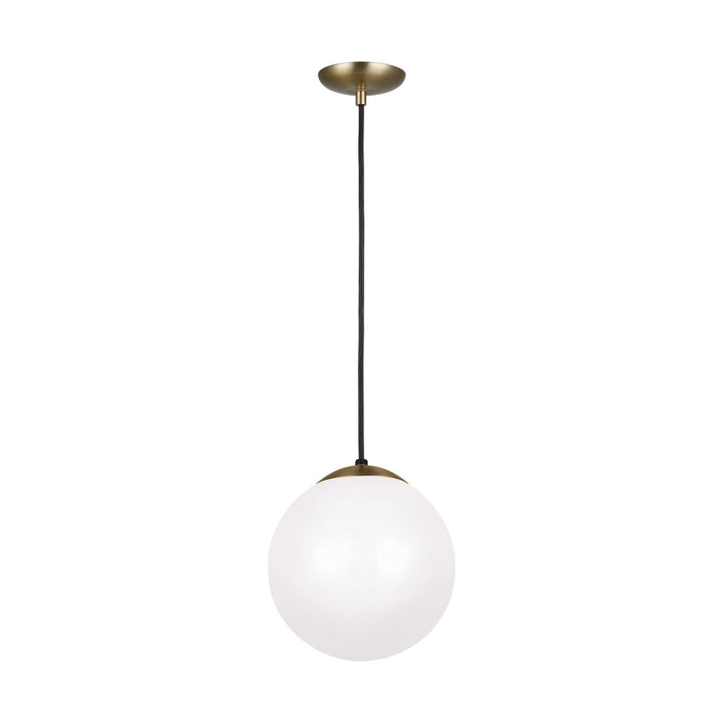 Leo - Hanging Globe One Light Pendant in Satin Bronze with Smooth White�Glass