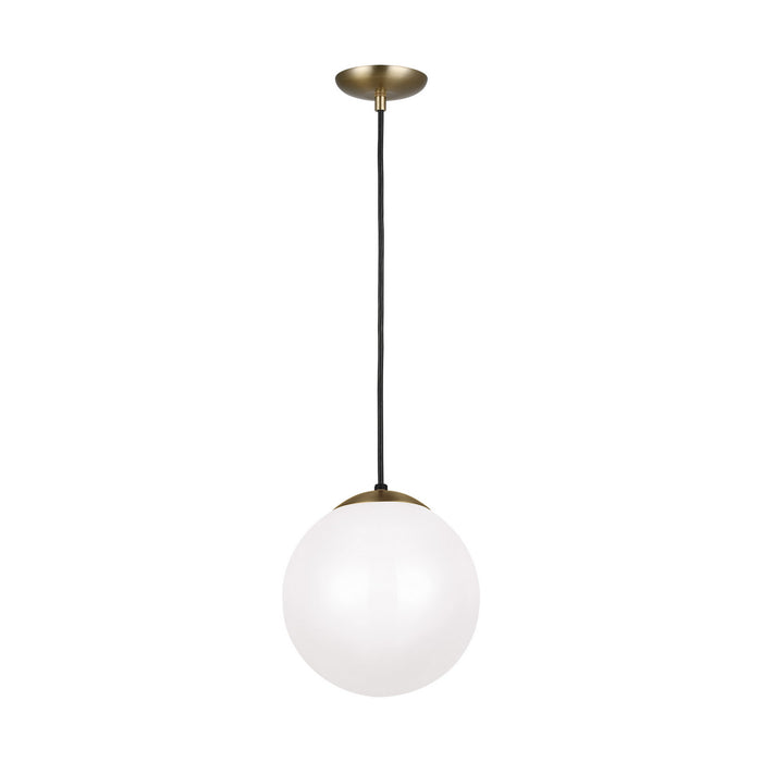 Leo - Hanging Globe One Light Pendant in Satin Bronze with Smooth White�Glass