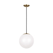 Leo - Hanging Globe One Light Pendant in Satin Bronze with Smooth White�Glass