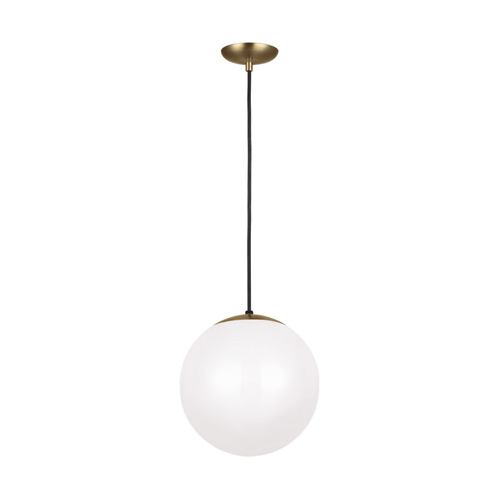 Leo - Hanging Globe One Light Pendant in Satin Bronze with Smooth White�Glass