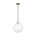 Leo - Hanging Globe One Light Pendant in Satin Bronze with Smooth White�Glass