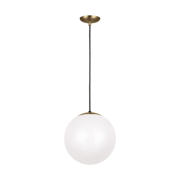 Leo - Hanging Globe One Light Pendant in Satin Bronze with Smooth White�Glass