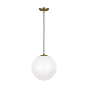 Leo - Hanging Globe One Light Pendant in Satin Bronze with Smooth White�Glass