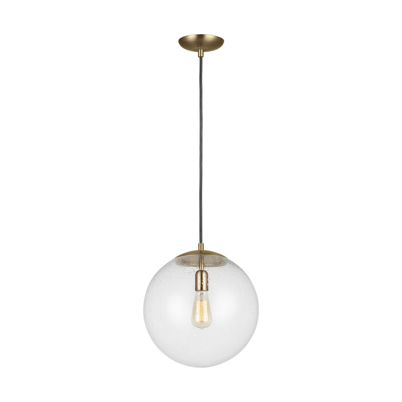 Leo - Hanging Globe One Light Pendant in Satin Bronze with Clear Seeded�Glass
