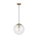 Leo - Hanging Globe One Light Pendant in Satin Bronze with Clear Seeded�Glass