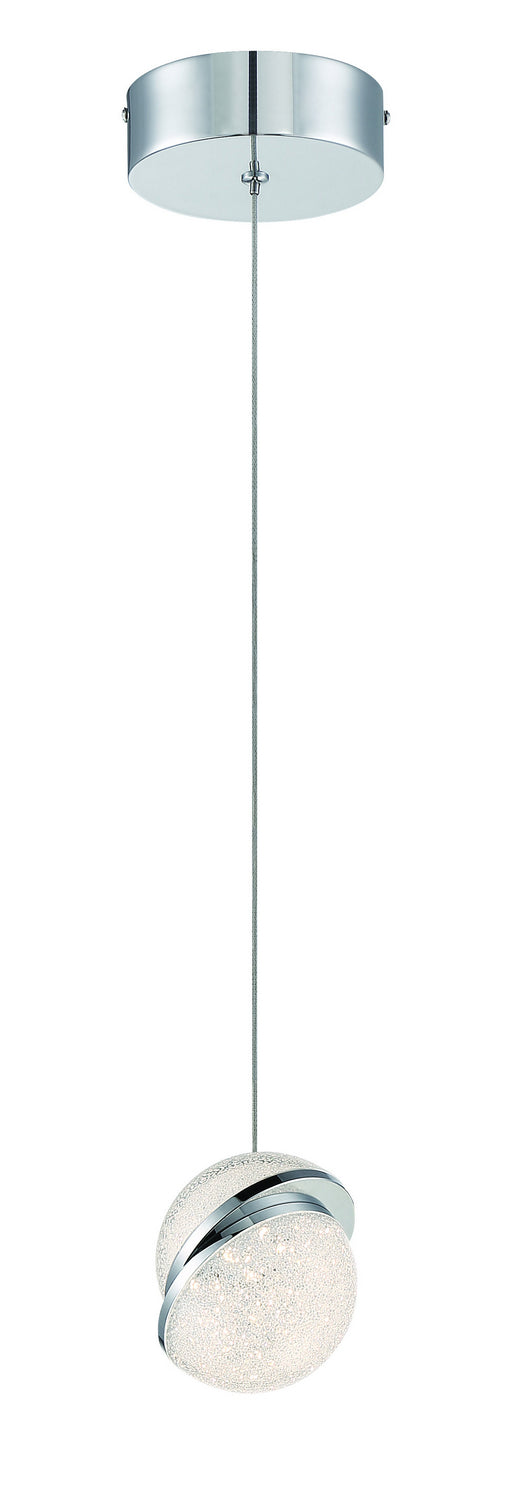 Silver Slice 1 Light LED Mini Pendant in Chrome with Chrome
