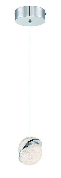 Silver Slice 1 Light LED Mini Pendant in Chrome with Chrome