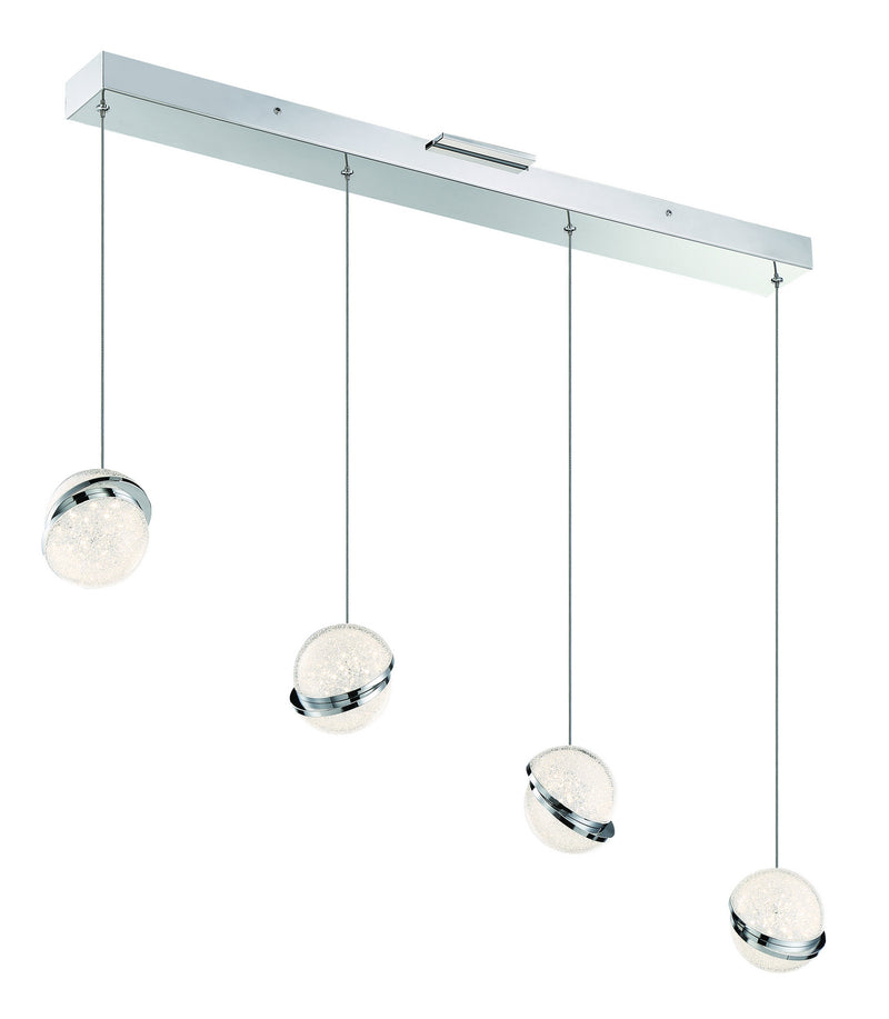 Silver Slice 4 Light LED Pendant in Chrome with Chrome
