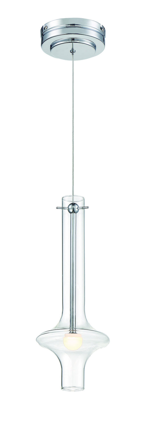 Bottleneck 1 Light LED Pendant in Chrome with Clear
