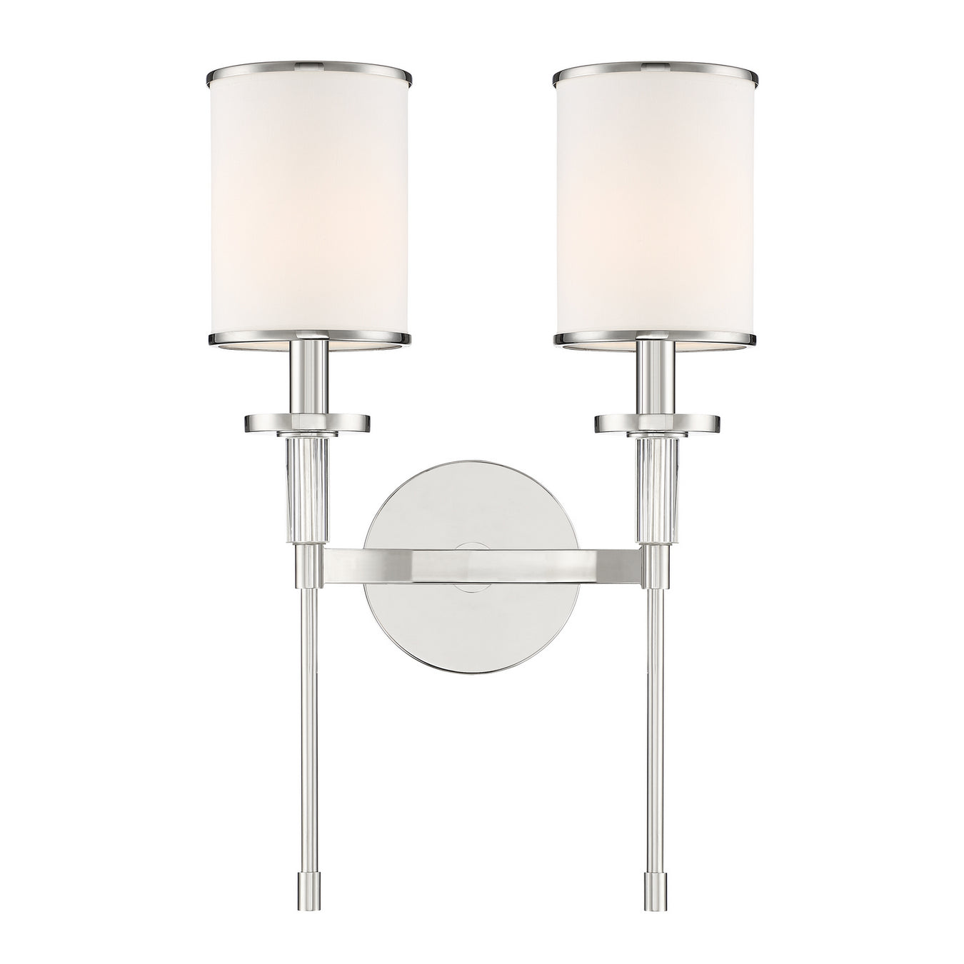 Hatfield 2 Light Wall Mount in Polished Nickel with Crystal Accents