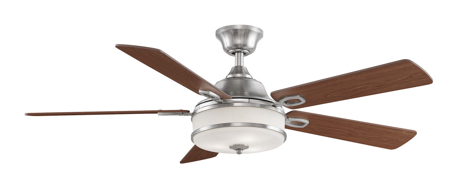 Stafford 52 inch Fan in Brushed Nickel with Cherry/Dark Walnut Reversible Blades and LED