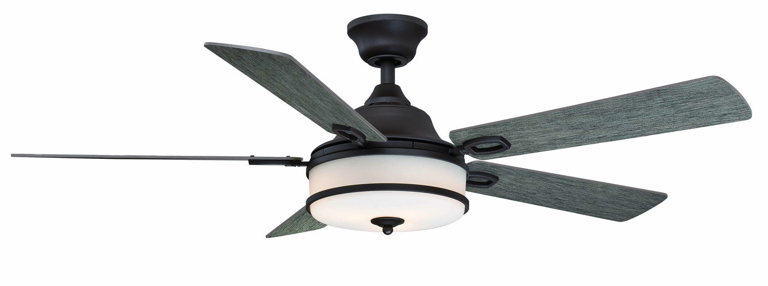 Stafford 52 inch Fan in Matte Greige with Weathered Wood Blades and LED