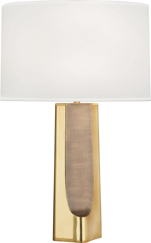 Margeaux Table Lamp in Modern Brass Finish with White Oval Organza Shade - Lamps Expo