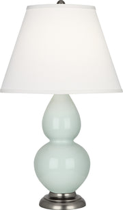 Robert Abbey (1788X) Small Double Gourd Accent Lamp with Pearl Dupioni Fabric Shade