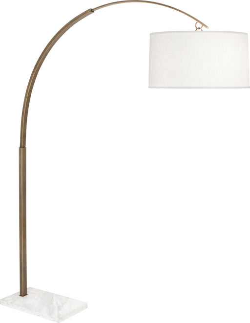 Archer Floor Lamp in Warm Brass with White Brussels Linen Shade - Lamps Expo