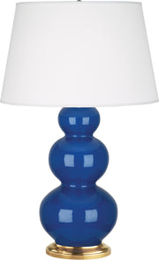 Robert Abbey (366X) Triple Gourd Table Lamp with Pearl Dupioni Fabric Shade