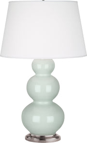 Robert Abbey (371X) Triple Gourd Table Lamp with Pearl Dupioni Fabric Shade
