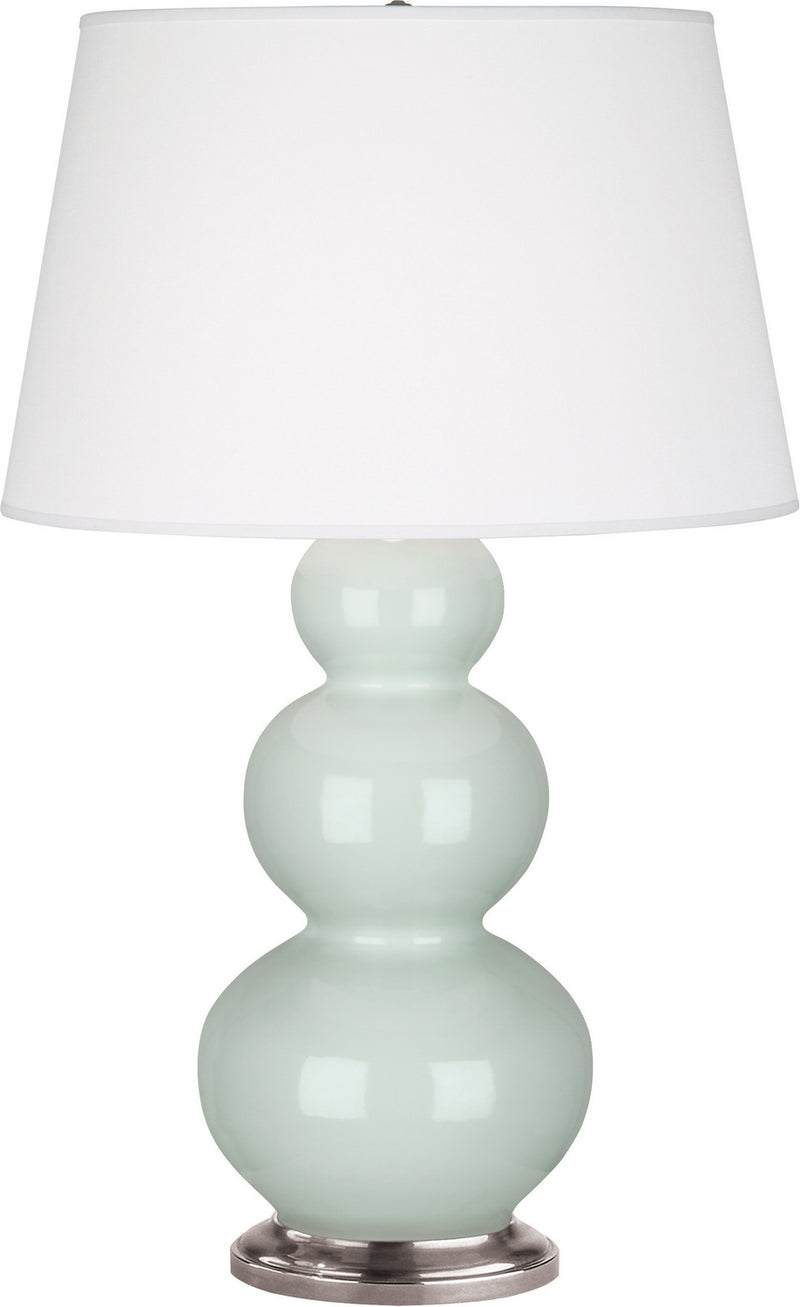 Robert Abbey (371X) Triple Gourd Table Lamp with Pearl Dupioni Fabric Shade