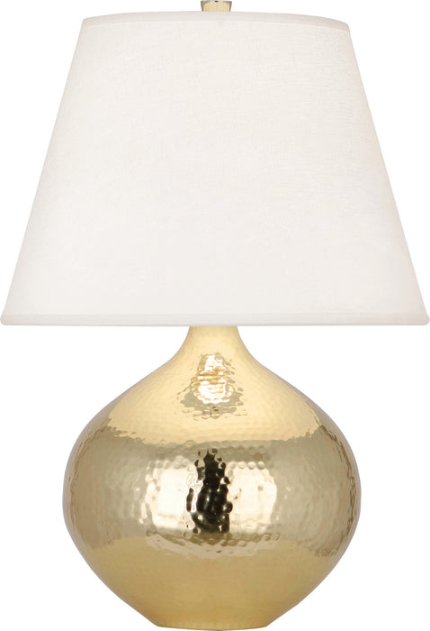 Dal Accent Lamp in Modern Brass Finish with Oyster Linen Shade - Lamps Expo
