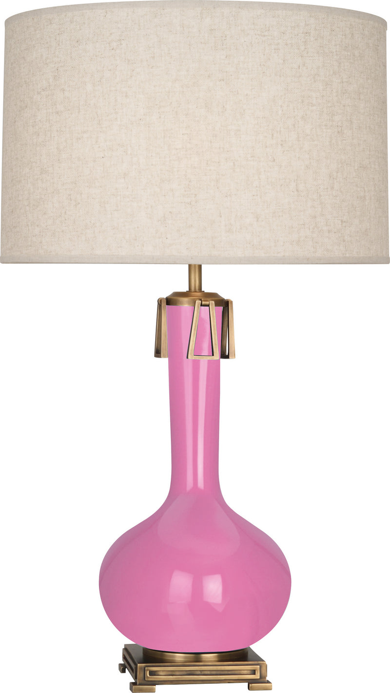 Robert Abbey (SP992) Athena Table Lamp with Open Weave Heather Linen Shade