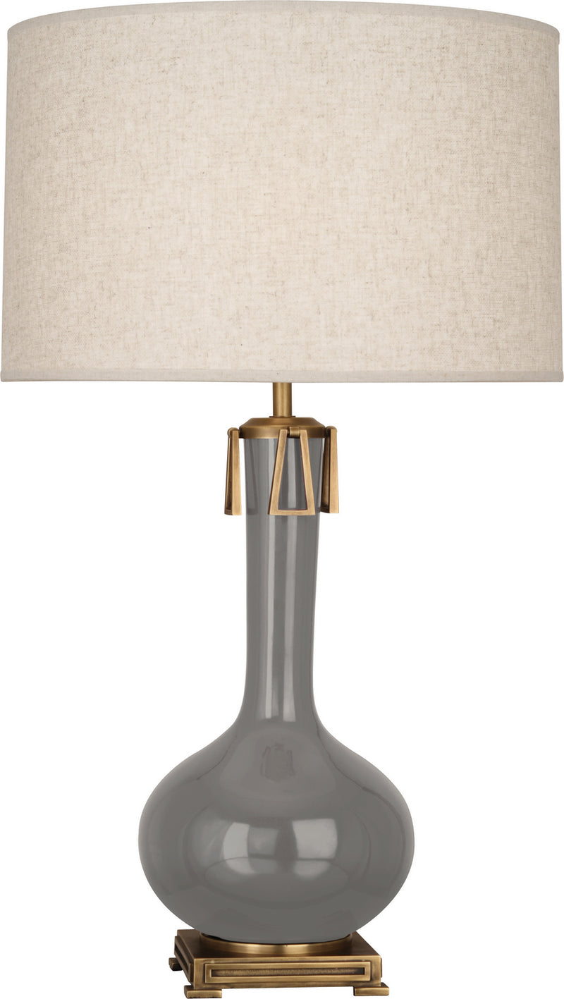 Robert Abbey (ST992) Athena Table Lamp with Open Weave Heather Linen Shade