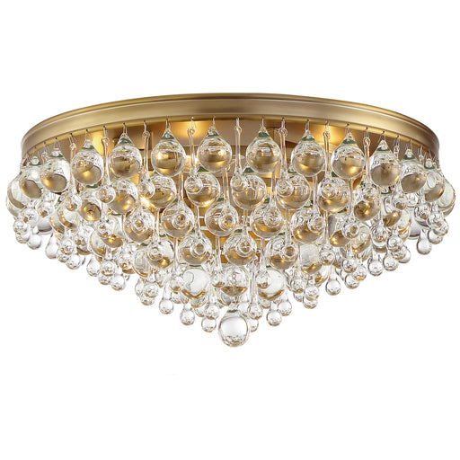 Calypso 6 Light Ceiling Mount in Vibrant Gold with Clear Glass Drops Crystal