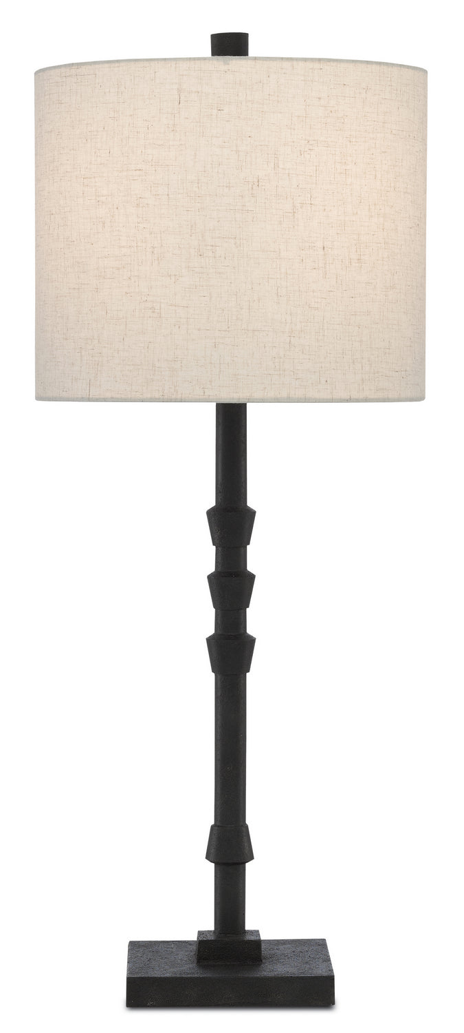 Lohn 1 Light Table Lamp in Mole Black with Beige Poplin Shade