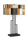 Concertina Table Lamp in Matt Black with Tiffany Shade, E27 Type A 60Wx2